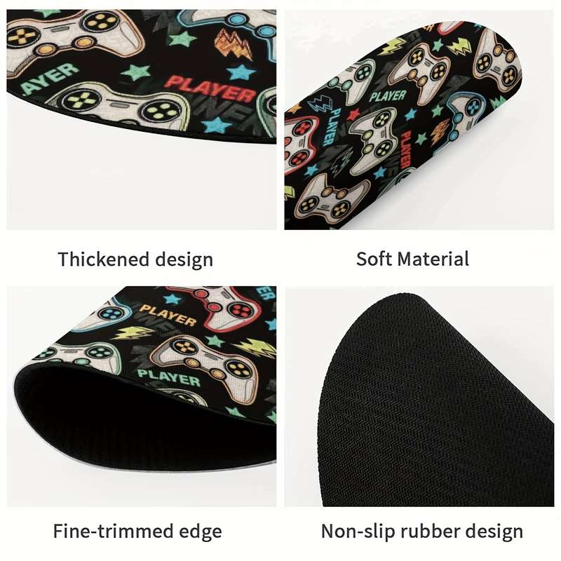 1pc Gamepad Design Round Mouse Pad Non-Slip Rubber Base Perfect for Gamers Office Us