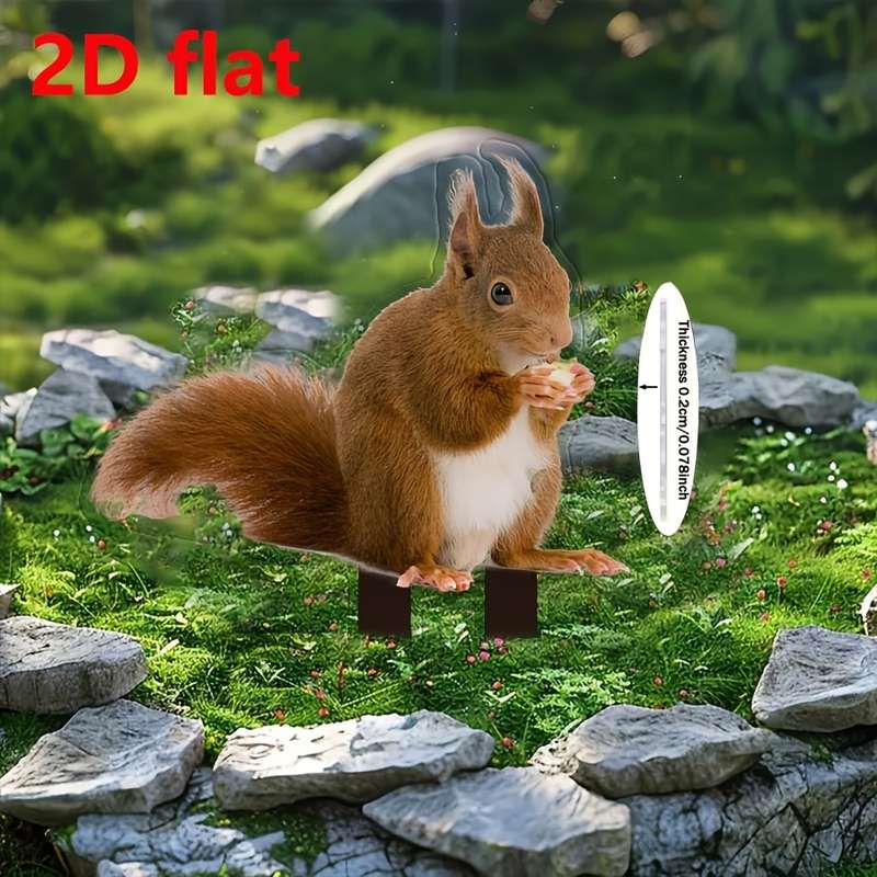 1pc 2D Flat  Bohemian Style Cute Squirrel Acrylic Garden Sign Outdoor Weatherproof  Art Sign An