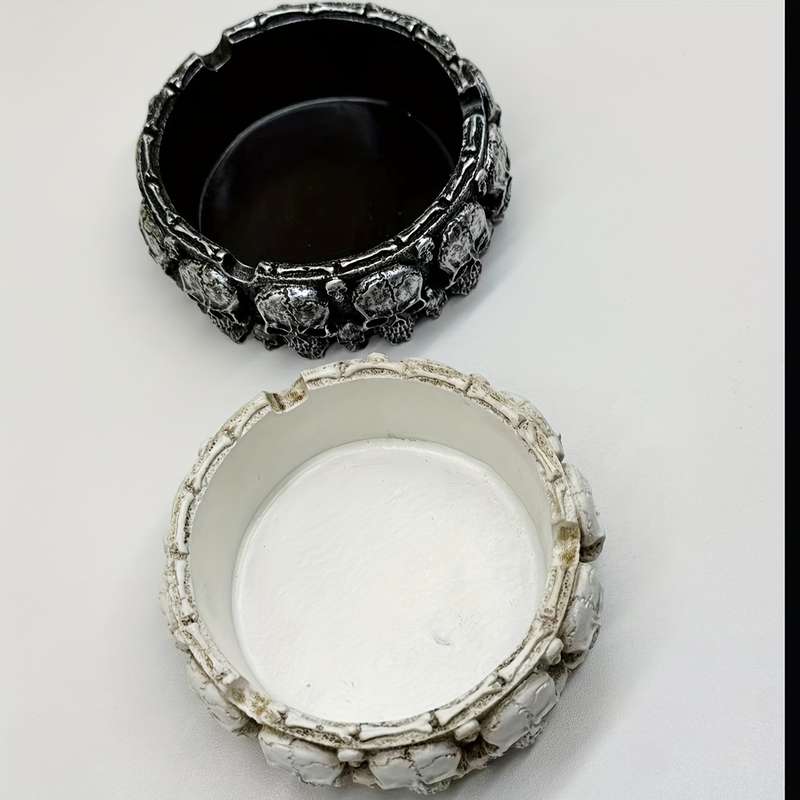 1pc Modern Round Skull Resin Craft Ornament Halloween Ghost Festival Atmosphere Decor No Elec