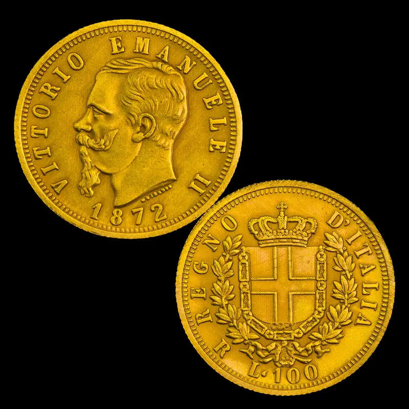 Golden Plated Vittorio Emanuele II 1872 Relica Commemorative Coin