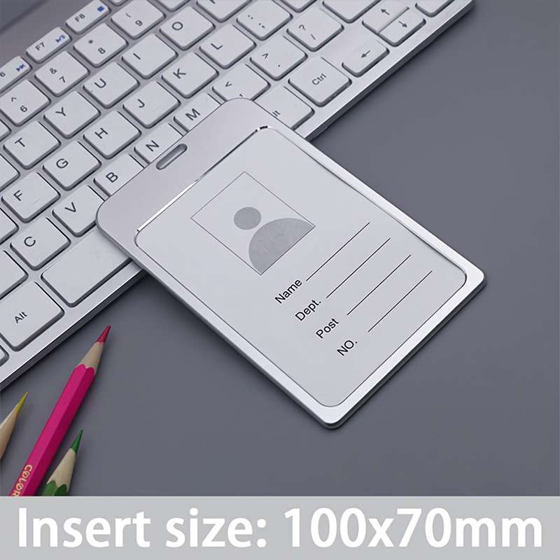 1pc A Vertical Aluminum Card Holder In Golden Color Suitable For Employee ID Cards Student Cards