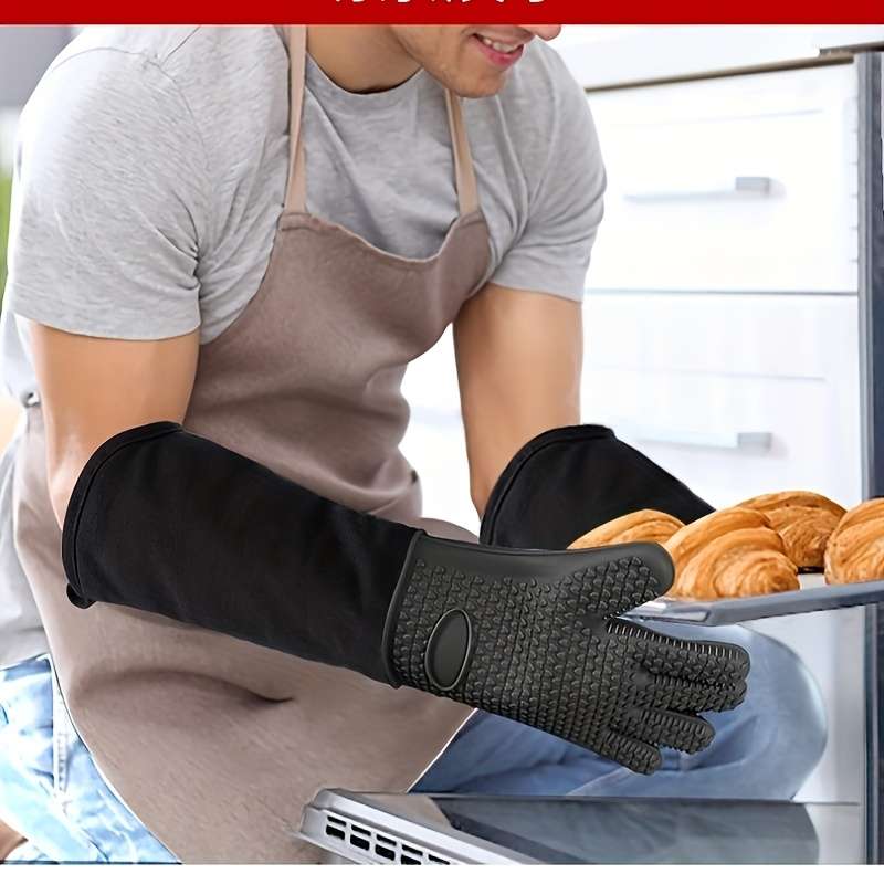 1pc Five-finger Heart Thickened Silicone Gloves Heat-resistant Long-lasting Non-slip Comfor