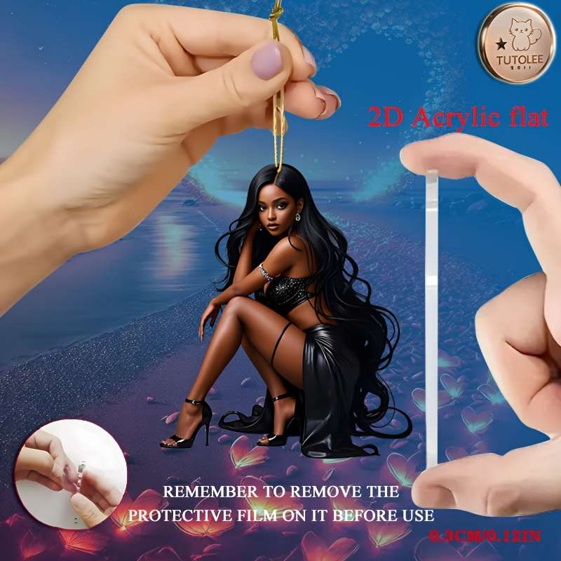 1pc 2D Flat  Acrylic Flat Pendant Classic Beauty Figure for Car Accessories Backpacks