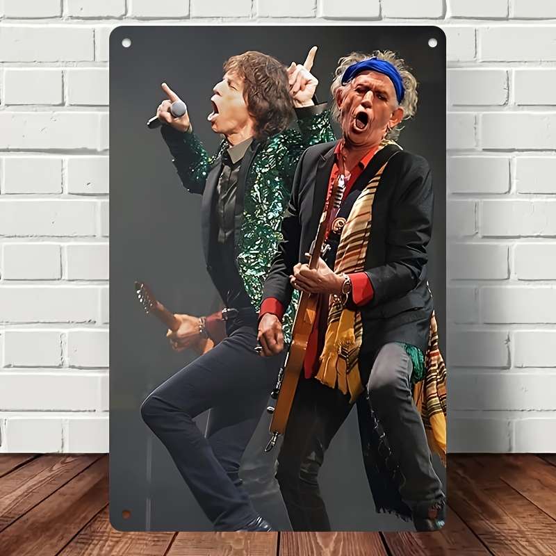 1pc Vintage Rolling Stones Band Metal Poster 20.32x30.48 cm Tin Sign with Iconic Mick Jagger Gu
