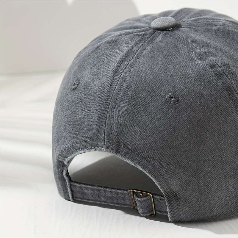 1pc Vintage-Style 100% Battery Embroidered Baseball Cap Adjustable Lightweight Polyester Dad Hat
