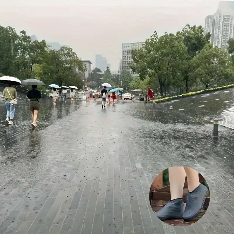1 Pair Durable Silicone Shoe Covers Waterproof Reusable Non-Slip Rain Protectors for Men and Women