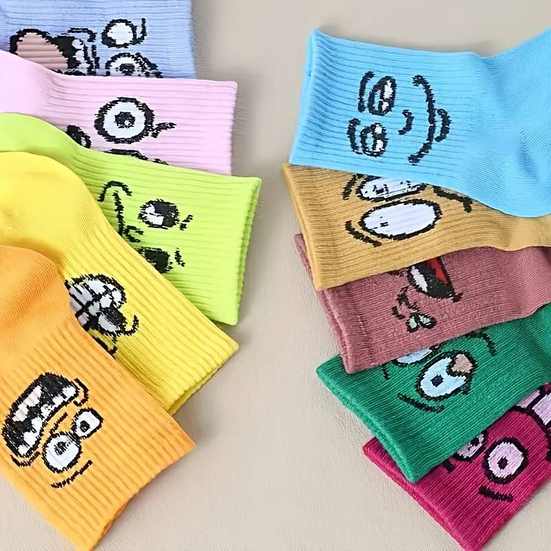 10 Pairs Of Mixed Colors One Size High Elastic Socks