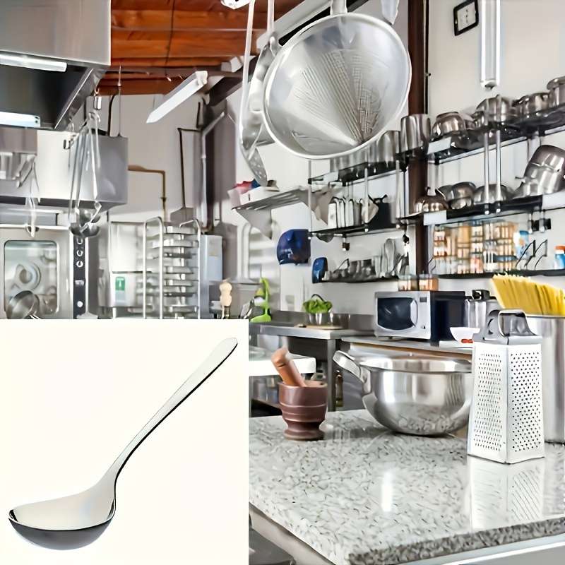 2pcs Stainless Steel Serving Spoons with Long Handles Durable Porridge Soup Hot Pot Spoons P