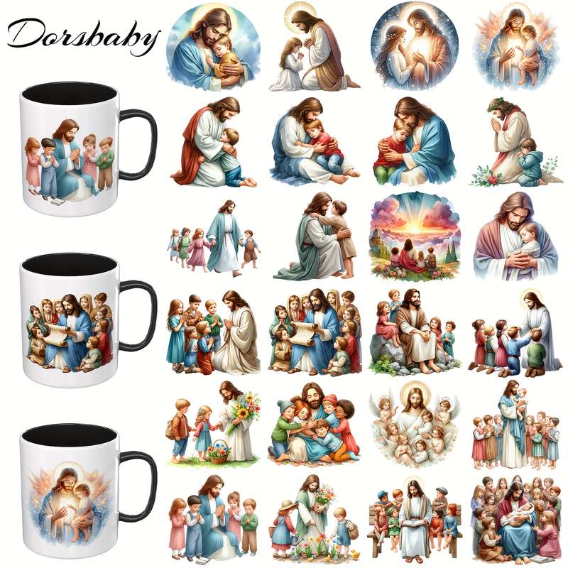 24PCS 1SET Jesus with Kids Jesus Christian Themed Stickers