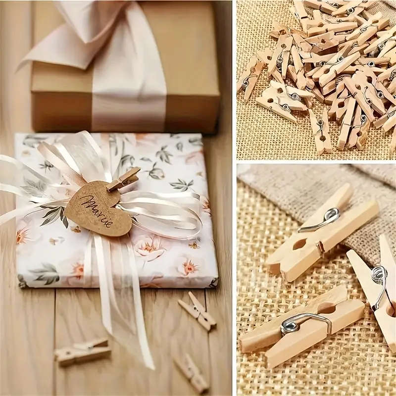 20pcs Mini Clothes Pins for Photo Wooden Small Clothes Pin Tiny Decorative Clothespin