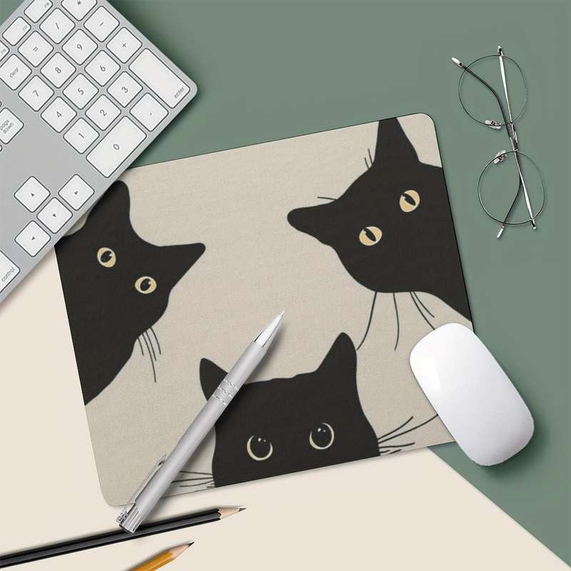 1pc of Three Black Cat Game Mouse Pads Rectangular Mouse Pads for Women and Girls w