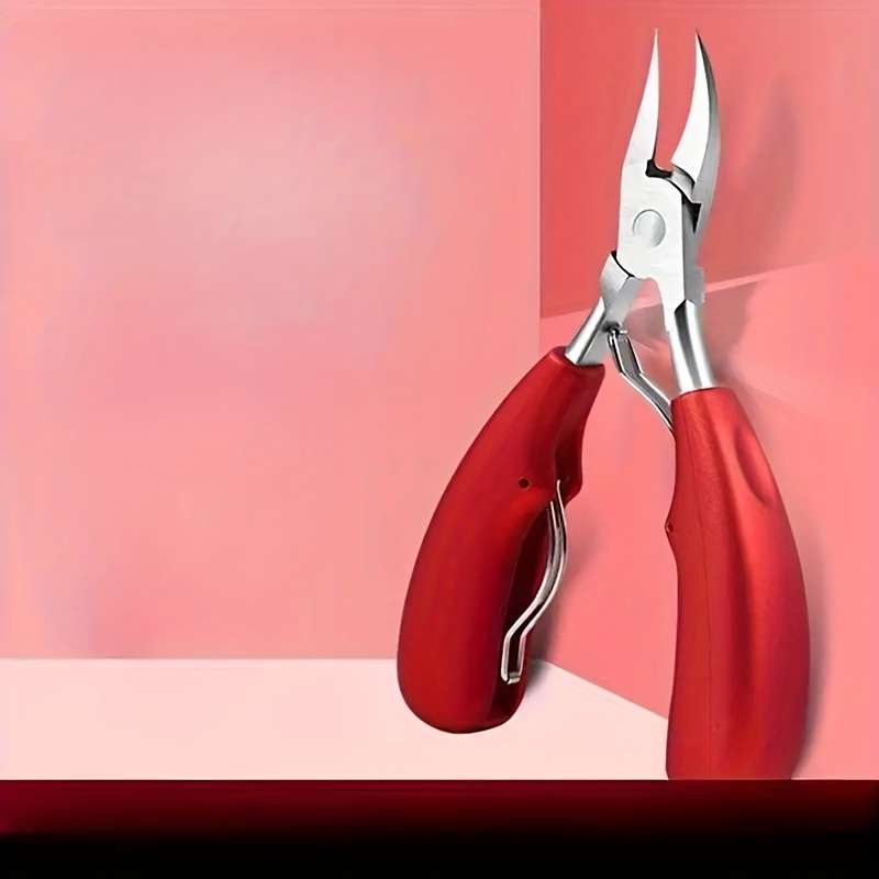 1pc Modern Stainless Steel Eagle Beak Precision Toenail Clippers with Red Silicone Grip Odor-