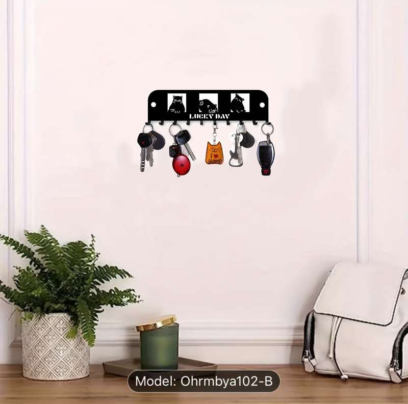 1pc Cute Three Kittens Multifunctional Hook Key Hook Clothes Towel Hook Kitchen Supplies Hook Wall