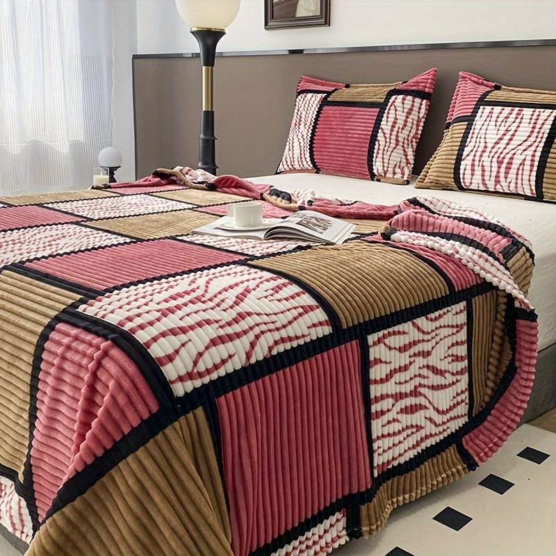 1ps Blanket Color Red Blue Square Grid size 200x230cm