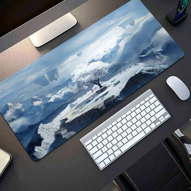 1pc 40x90cm Ice and Snow Floating Mountain Scenery Mouse Pad Soft Touch Office Desk Accessory