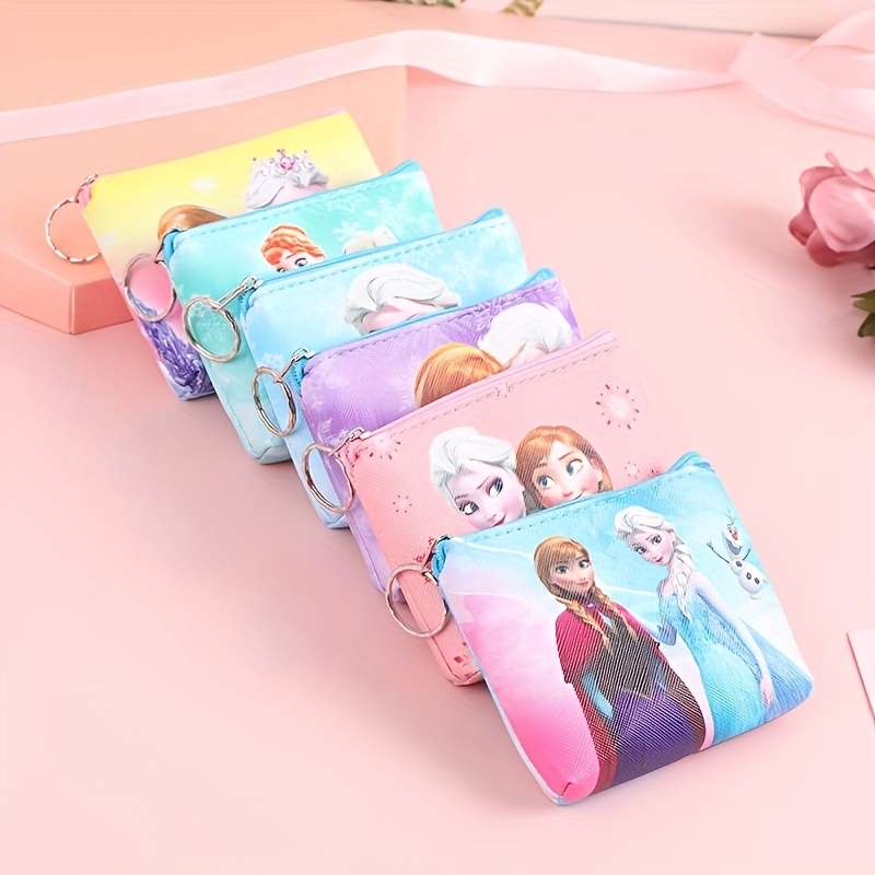 1pc Kawaii Frozen-Themed Coin Purse Card Holder with Zipper Cute Portable Wallet Featuring Els