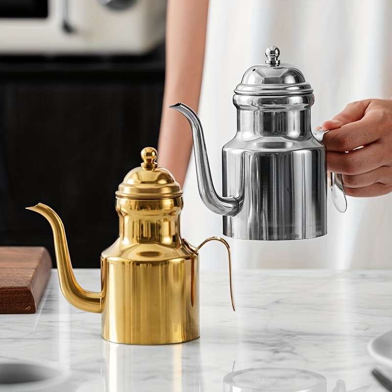 1pc 304 Stainless Steel Oil Pot Large Tea And Coffee Pot Thick And Durable Seasoning Storage