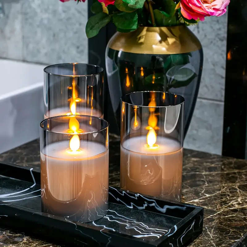 3 Flameless Candles with Remote Timer