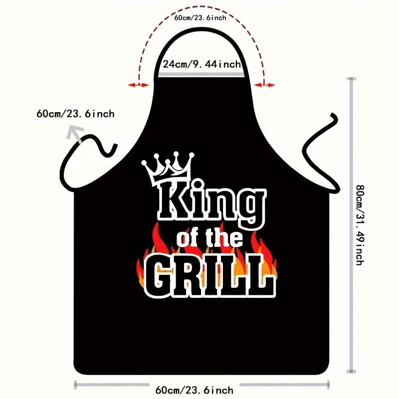 1pc Polyester Apron with "King of the Grill" "Kiss the Cook" Beer Prints Durable Easy to C