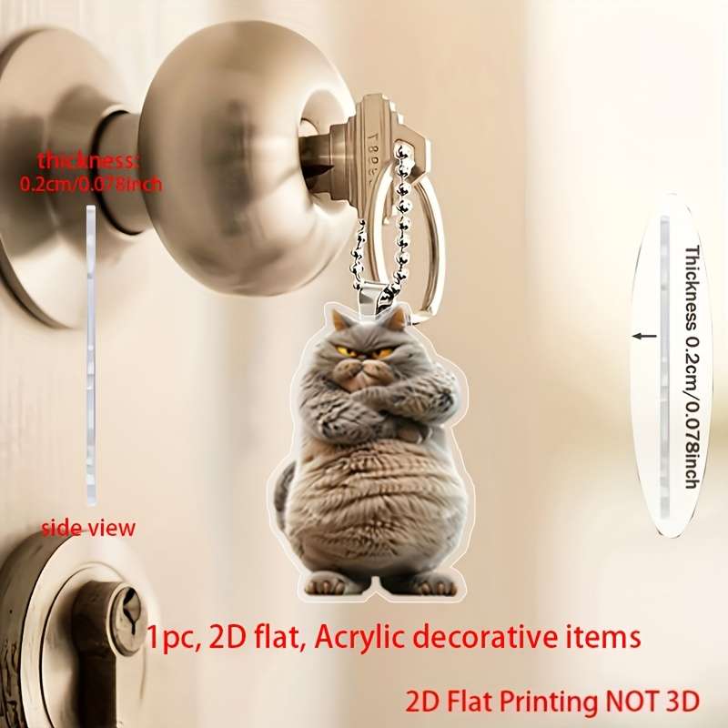 1pc 2D Flat  Modern Style  Print Acrylic Cat Car Hanging Decoration No Feathers No Power