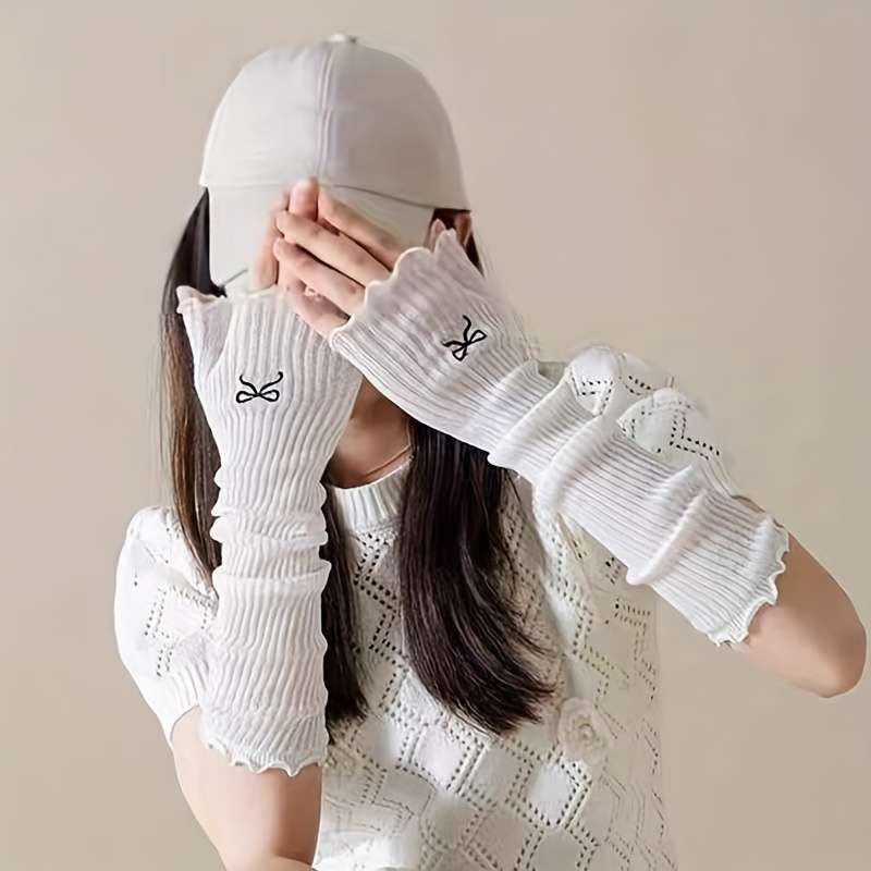 1 Pair White Warm Gloves