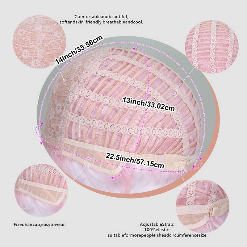 1Pc Pink Color 20.32cm Fashion Design Wig