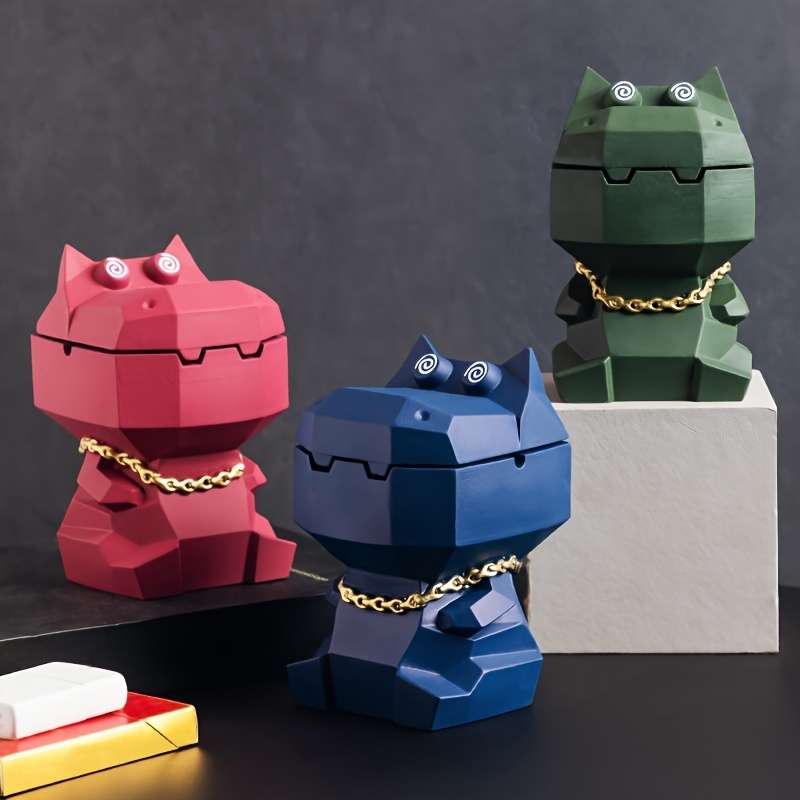 1pc Modern Animal-Shaped Ashtray with Lid Vibrant Color Concrete Stone Design Irregular Shap
