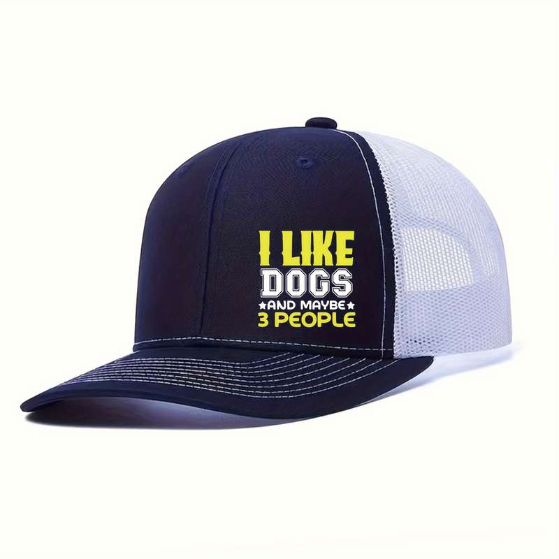 1pc I Like Dogs Funny Printed Trucker Hat Stylish Unisex Baseball Cap for Men Women Lightweig