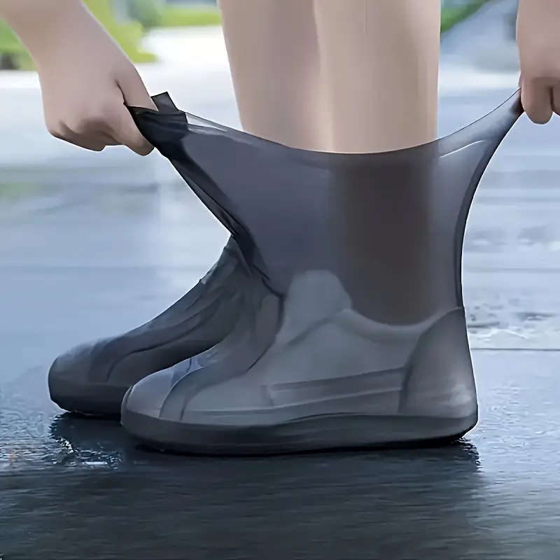 1 Pair Durable Silicone Shoe Covers Waterproof Reusable Non-Slip Rain Protectors for Men and Women