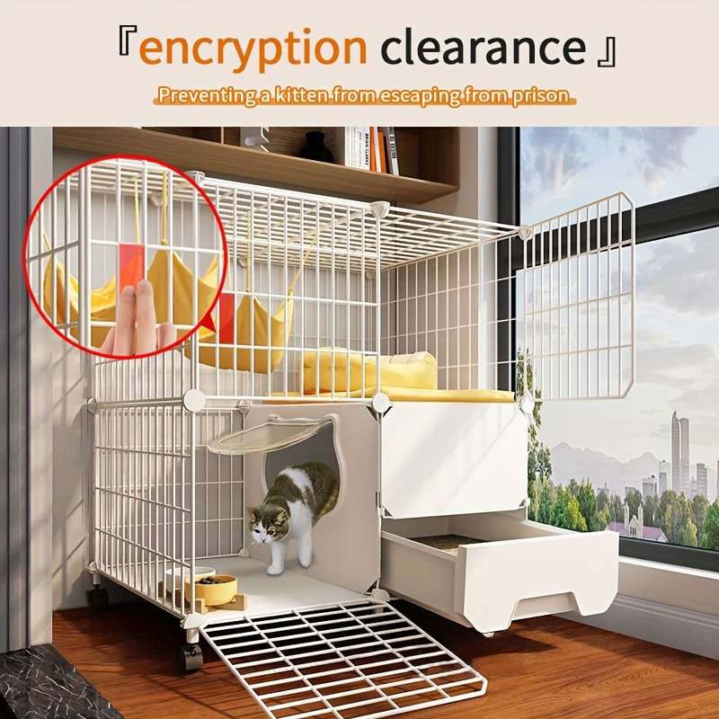 1pc 2-row external litter box Pet Cage