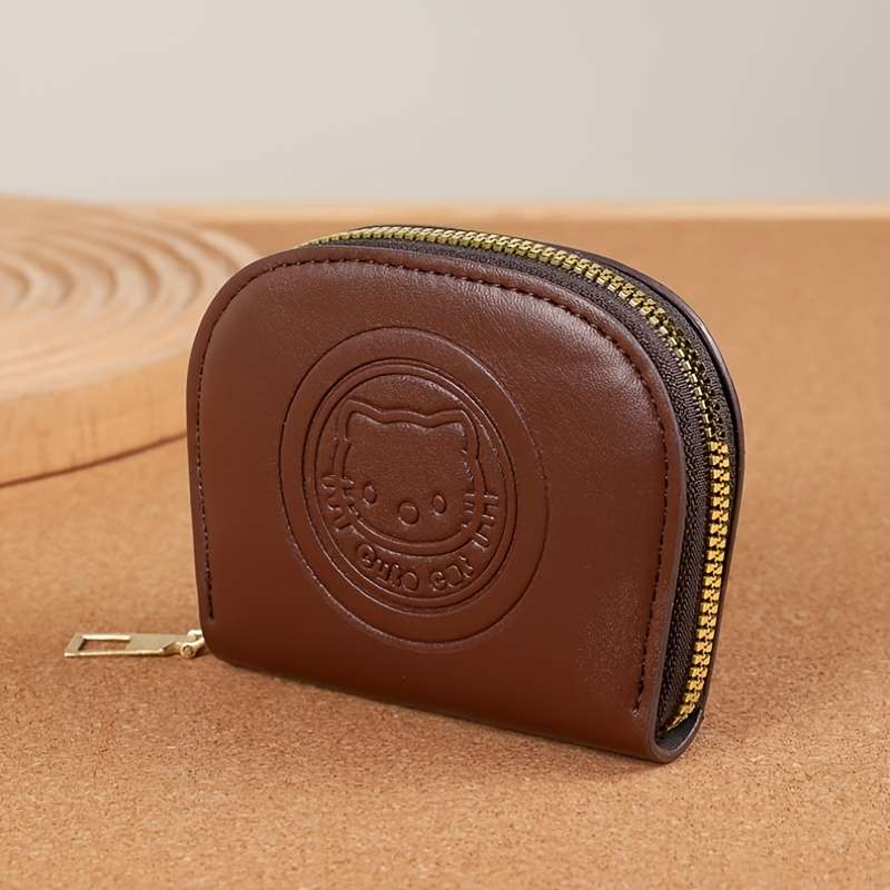 1pc for hello kitty Brown Wallet with Zipper Closure Lightweight Portable Mini Purse for Car