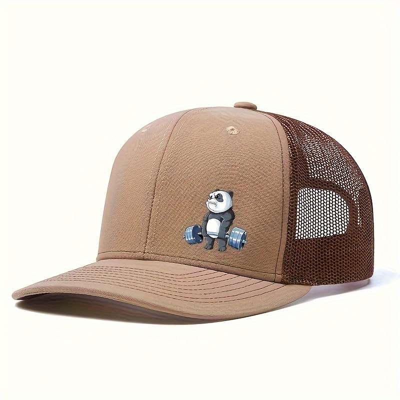1pc Panda-Themed Breathable Polyester Baseball Cap Adjustable Snapback with Knitted Craftsmanship