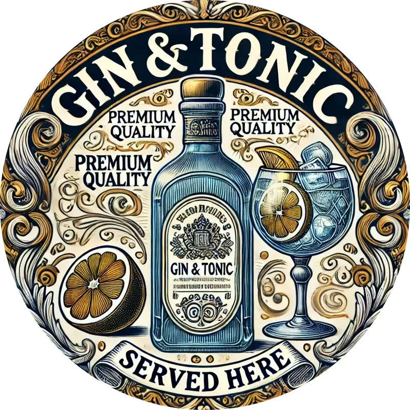 1pc Vintage-Inspired Aluminum Round Sign GIN Tonic Served Here Rustic Home Decor for Walls Windows P