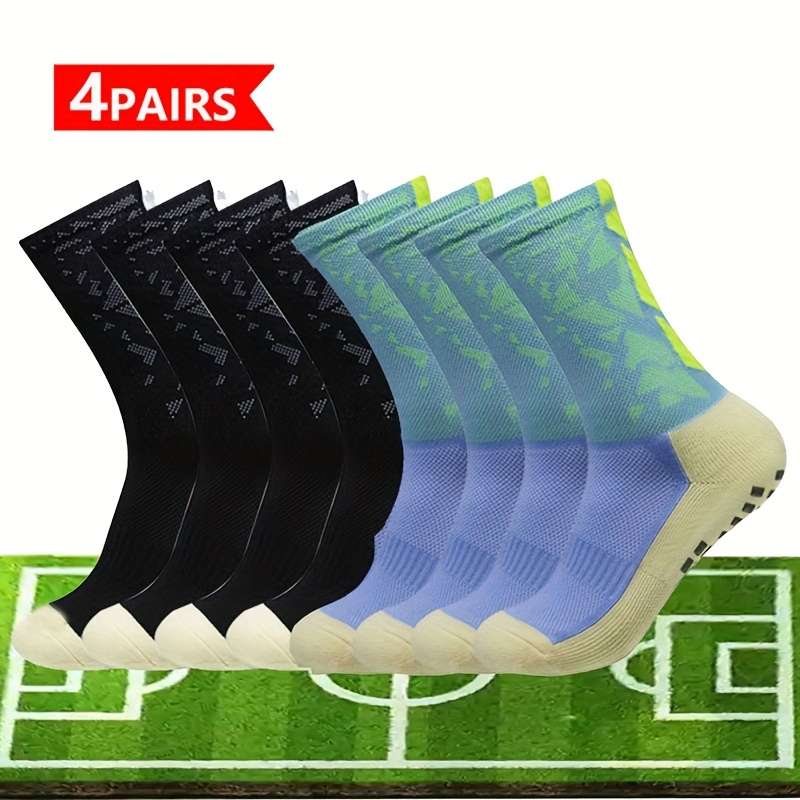 4 Pairs White Blue One Size High Elastic Socks