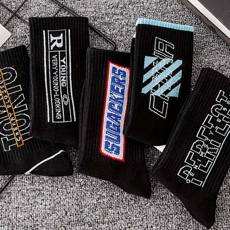 5 Pairs Of Mixed Colors Asian One Size High Elastic Socks
