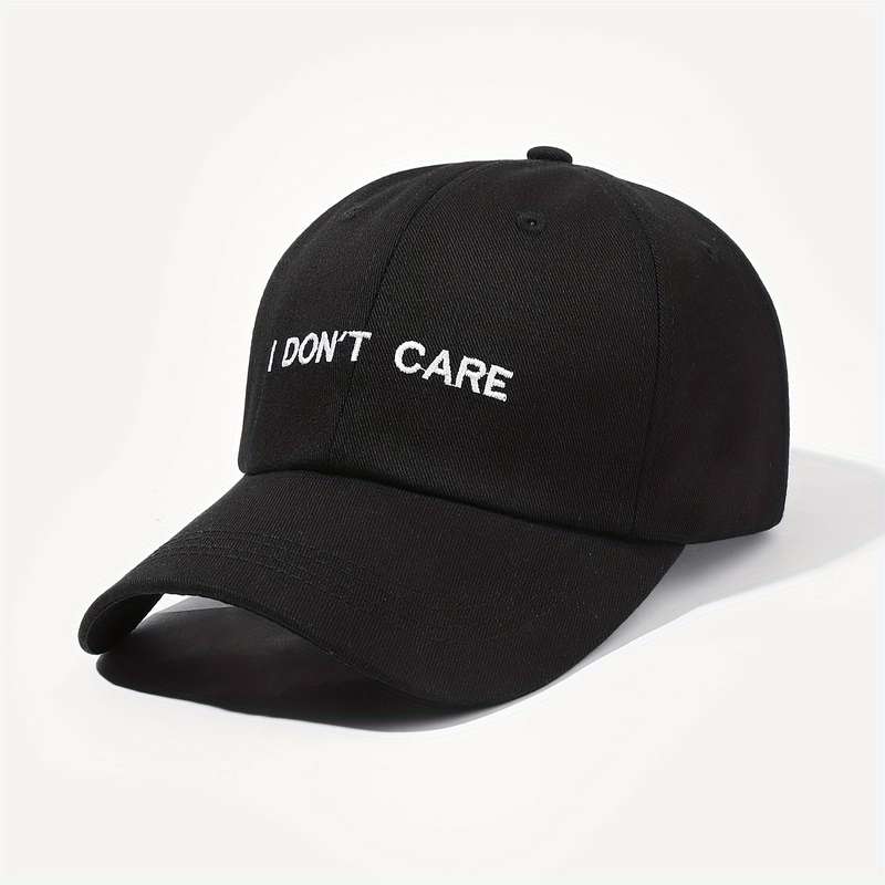 1pc I DON'T CARE Embroidery Sun Protection Baseball Cap Unisex Outdoor Casual Vacation Headwear