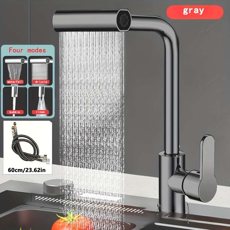 1pc Commercial Not Four Modes Of Outlet Kitchen Faucet With Sprayer Plus 60CM Inlet Pipe Rotary Sp