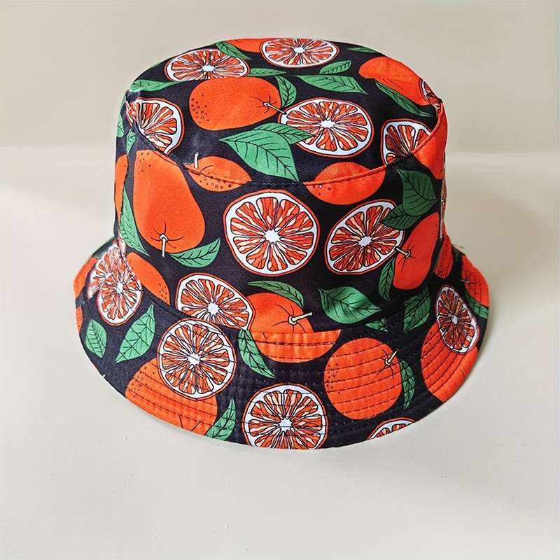 1pc Reversible Cotton Bucket Hat Unisex Outdoor Casual Sun Protection Cap Lightweight Printed Des