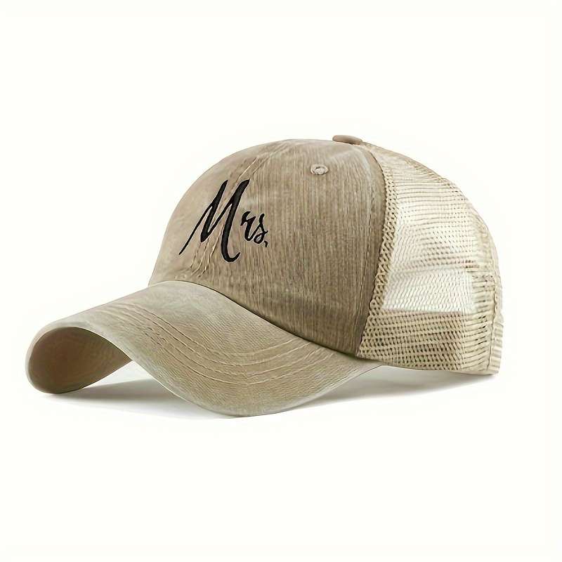1pc Vintage Washed Baseball Cap with Embroidered Logo Breathable Adjustable Trucker Hat for All Se