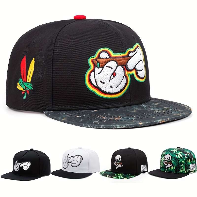 1pc Two handed cigarette style embroidered snapback cap for men women fashionable sun visor cap hip