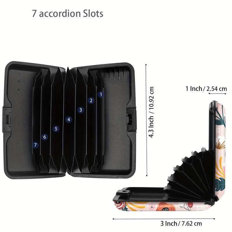 1pc Tropical Floral Hard Shell Credit Card Wallet C Compact RFID Blocking Design with 18 Card Slots