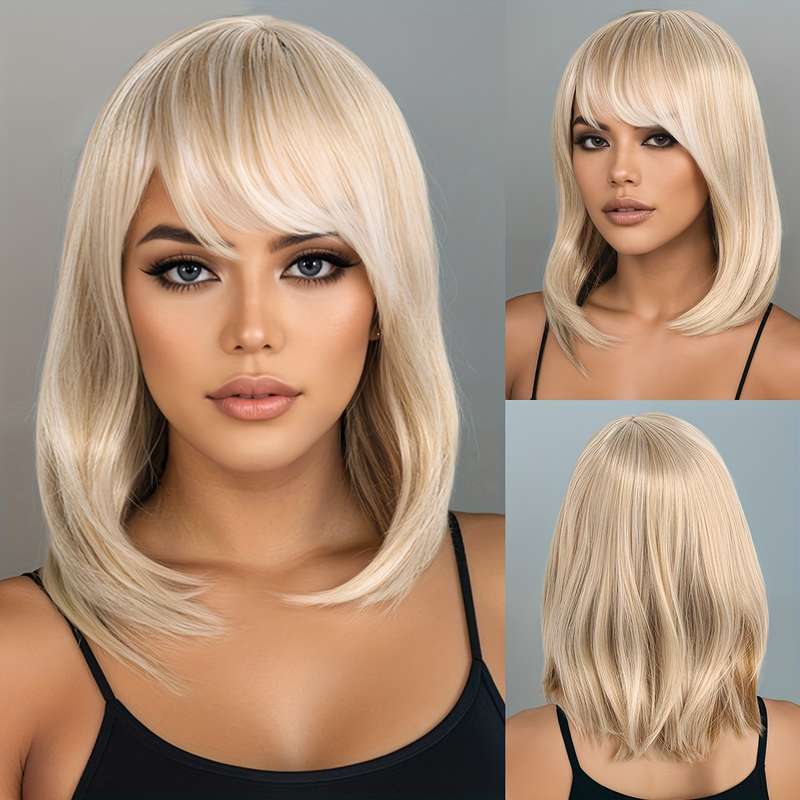 1Pc Light Goldena 40.64cm Fashion Design Wig