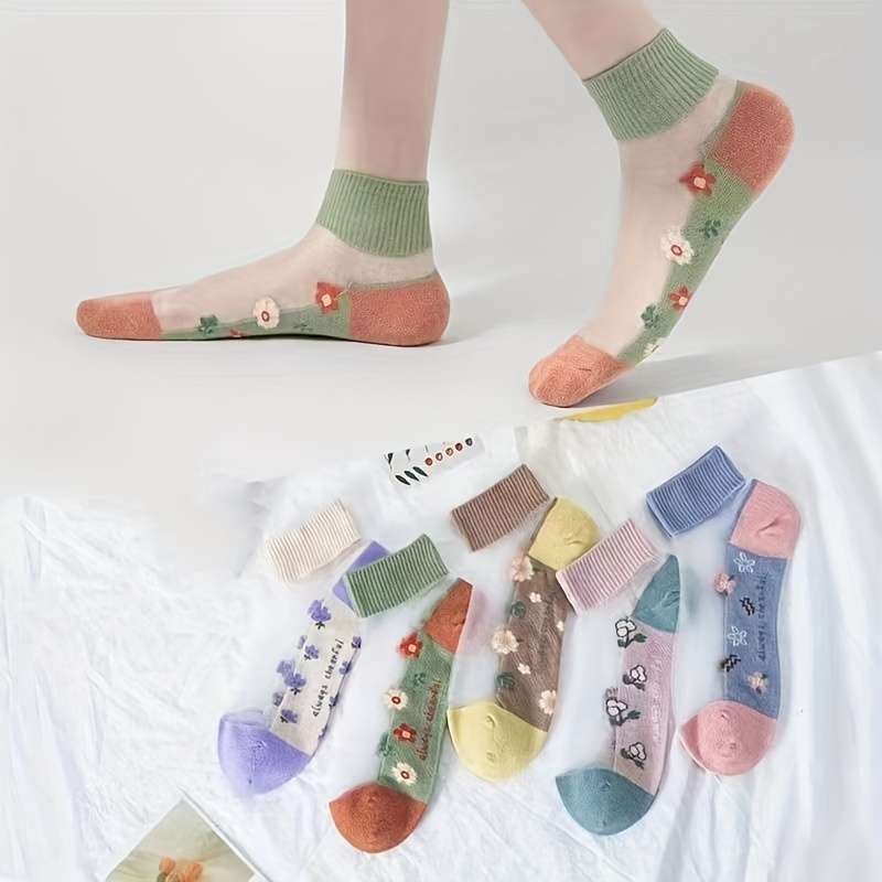 5 Pairs Random Colors One Size High Elastic Socks