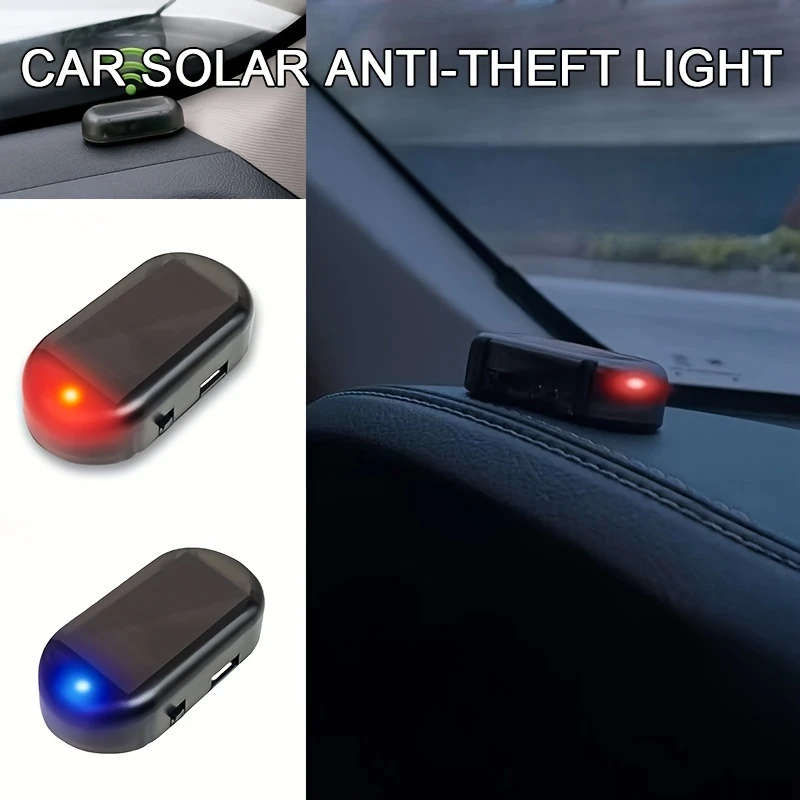 1pc Solar Powered Anti-Theft Car Light USB Rechargeable LED Motion Sensor Interior Decoration 5V Non