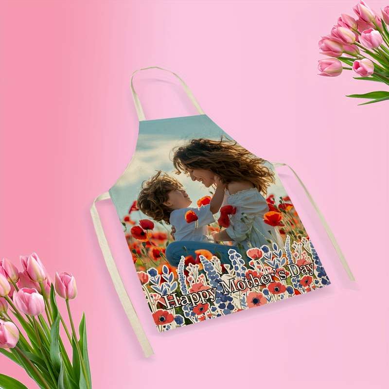 1pc Custom Photo Apron Personalized Kitchen Dining Wear for Mother's Day Birthdays Anniversar