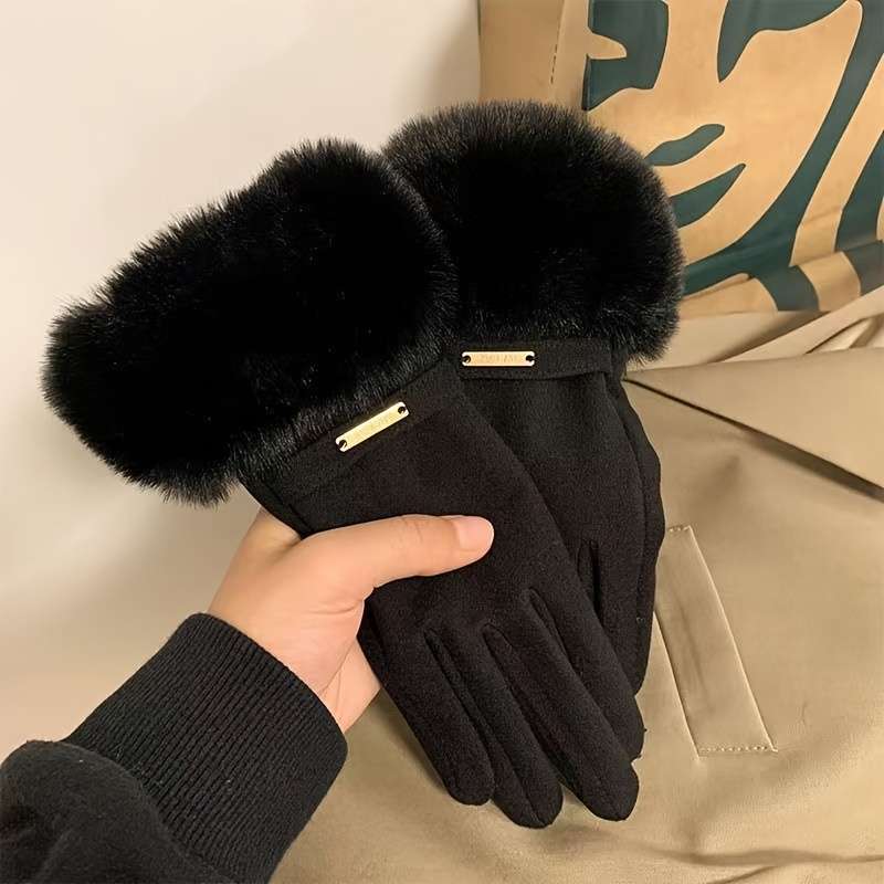 1 Pair Khaki Warm Gloves