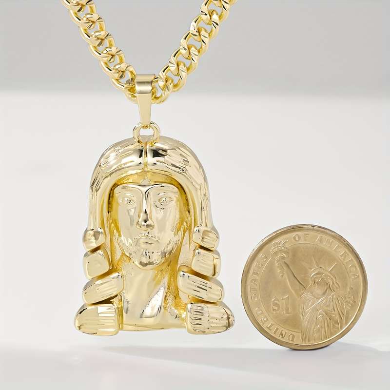1 Piece Golden Yellow Jesus Theme Pendant