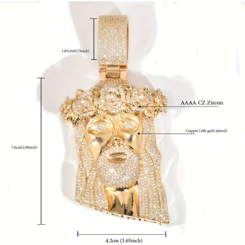 1 Piece Golden Add 60.96cm Rope Chain Jesus Theme Pendant