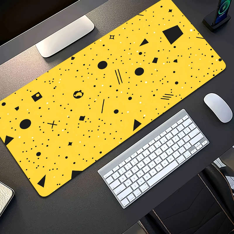 1pc 30x80cm Yellow Geometric Mouse Pad Vibrant Durable Rubber Desk Accessory