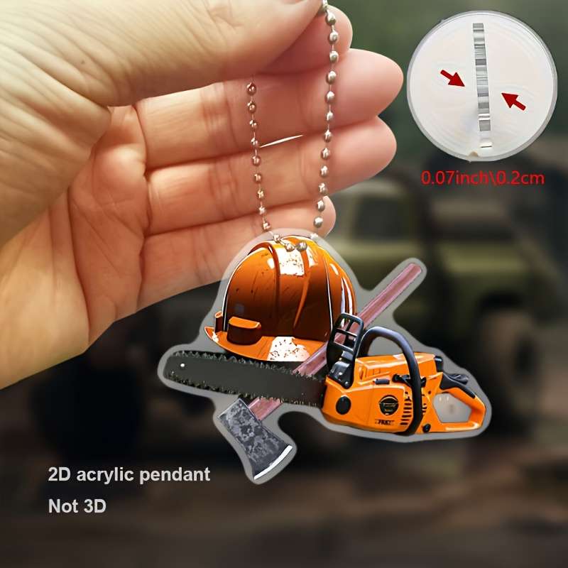 1pc 2D Flat   Acrylic Record Tool Pendant Chainsaw Axe Helmet Hanging Decoration for Car Re